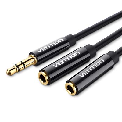 Vention Audio-Verteilerkabel Buchse Audiokabel Stereo-Ministecker Schwarz 3,5 mm (Männlich x2) 0,3 m