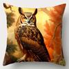4Pcs Realistic Owl Pillow Covers, Autumn Forest Sunset Decorative Throw Pillow Cases, Nature Home Decor Double-Sided Printed