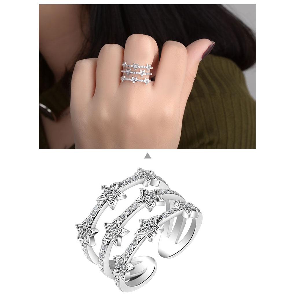 Multilayers Crystal Star Copper Opening Adjustable for Woman Stylish Jewelry Accessories