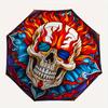 Flammender Totenkopf Buntglas WandkunstRegenschirm, Tragbarer 3-fach Kompakter Regenschirm, Weihnachtsgeschenk ES655