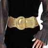 Fashionable Metal Waist Belt With Alloy Buckle For Women's Suit Wide Elastic Belt