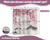 Cherry Blossom Shower Curtain Japanese Pink and Chinese Mountain Anime Bathroom Decor, Waterproof Cloth Fabric with Hooks