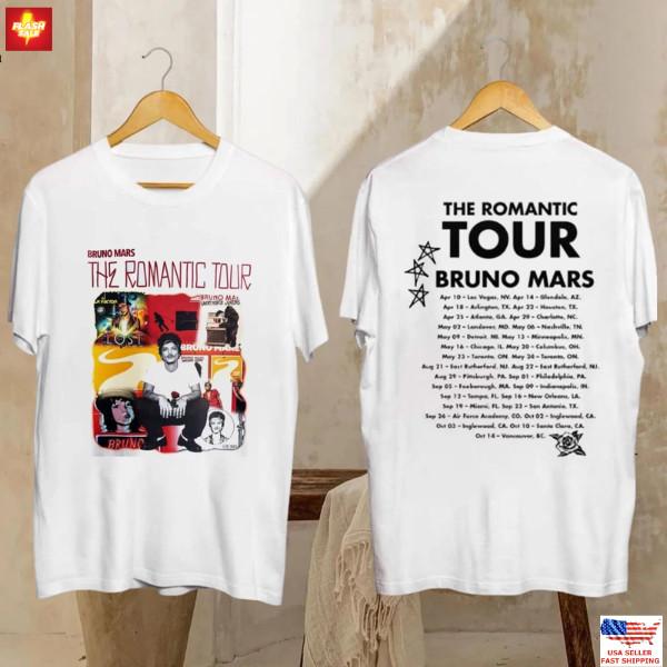 Bruno Mars The Romantic Tour T-shirt 2026, Tour Dates In the Back, Two Sided Tee S