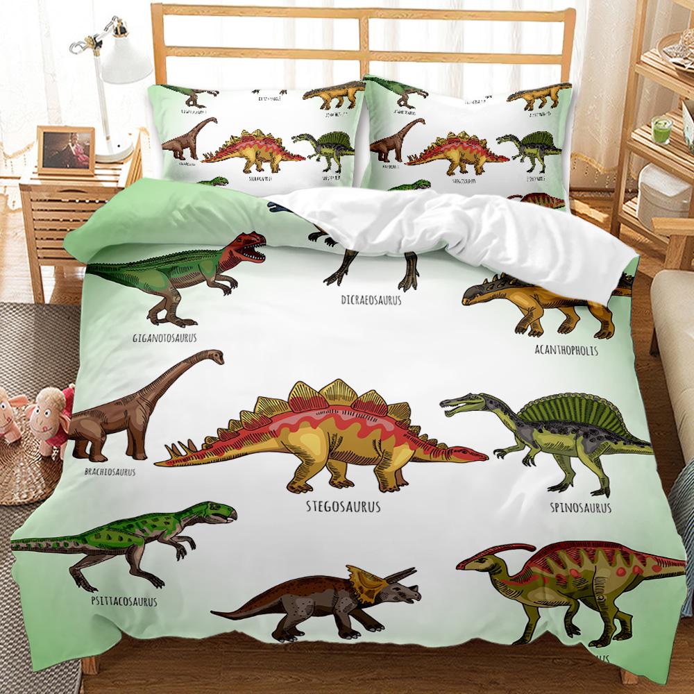 Comforter Dinosaur Tropical Cartoon Dinosaur Twin Bedding Set For Kids Teens Double Queen King Size