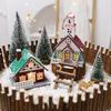 Led Ahşap Noel Evi Mini Noel Kar Evleri Ahşap Kış Köyü Bina Figürinleri Masa Süsleri Tatil Partisi Dekoru