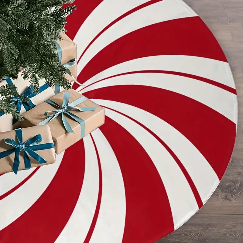 

120cm Christmas Tree Skirt Classic Red White Peppermint Candy Xmas Trees Skirts Base Cover Home Party Christmas Decor Carpet
