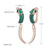 Modern Snake Tail Dangle Earrings Black & Rose Gold Color English Earrings Green Zircon Jewelry Edgy Women's Accessories