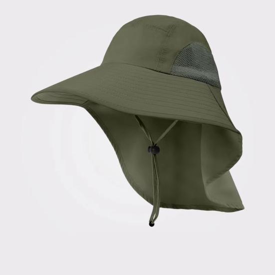 Enlarged Widened Brim Fisherman Hat Shawl Design Adjustable Rope Outdoor Hiking Hat Unisex Breathable