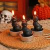 Set of 3 Halloween Themed Candle Ornaments Funny Black Cats Skull Pumpkin Witches Shape Candle for Home and Party Decors