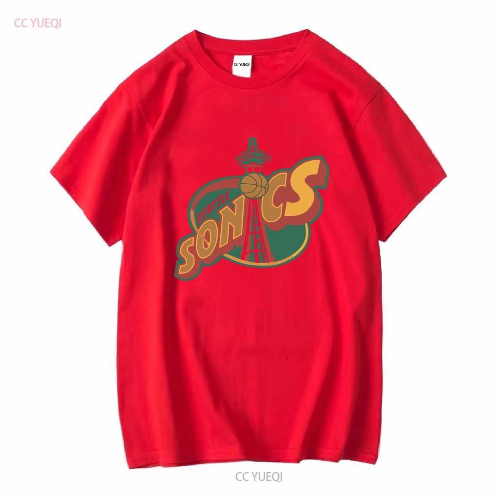 Vintage Seattle Supersonics T Shirt CP1627 Long Sleeves Vintage Washed Unisex Casual Slightly Top For Everyday Wear Streetwear