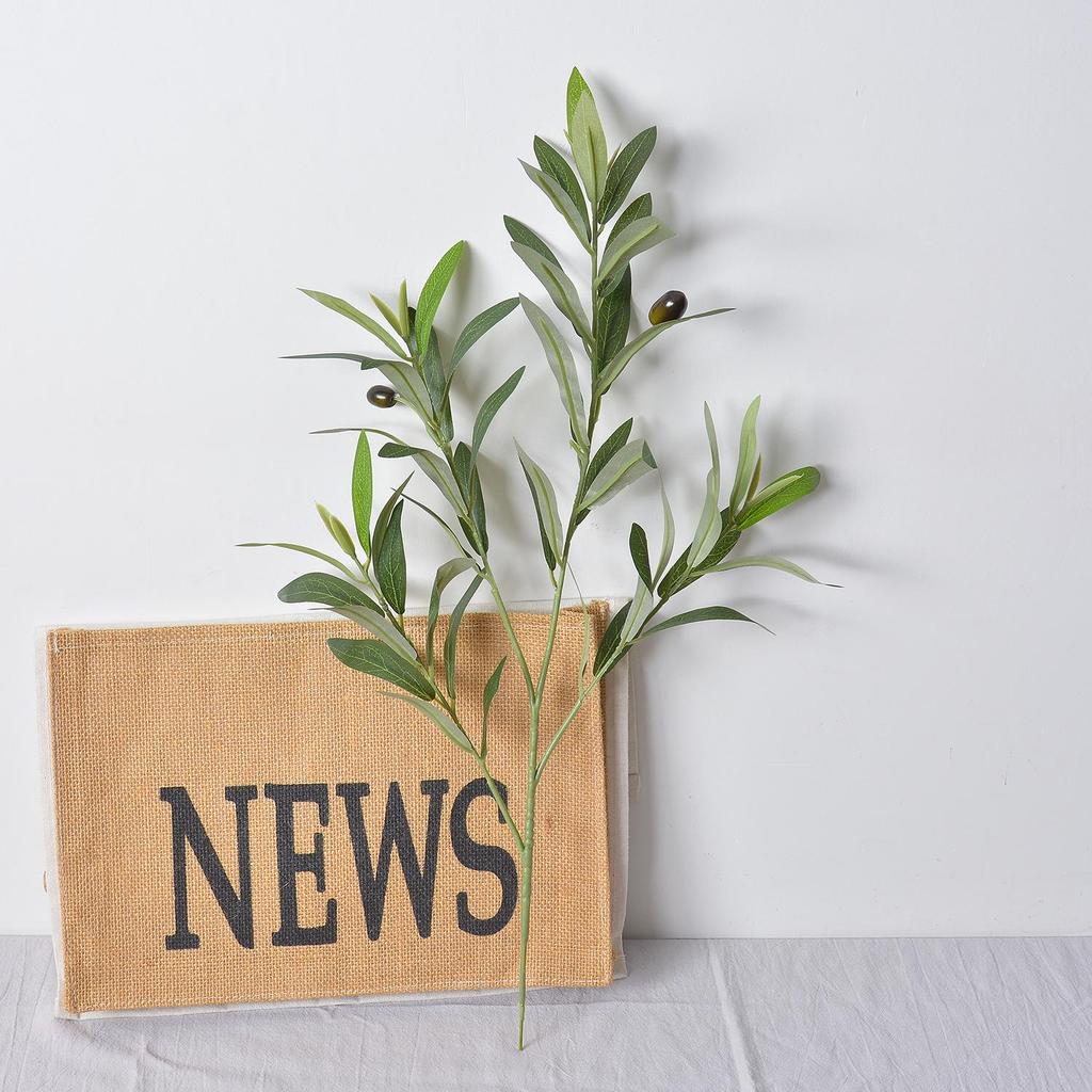 Artificial Olive Branch with Fruit - Green Decorative Plant for Dining Table, Wedding, and Photography Props.