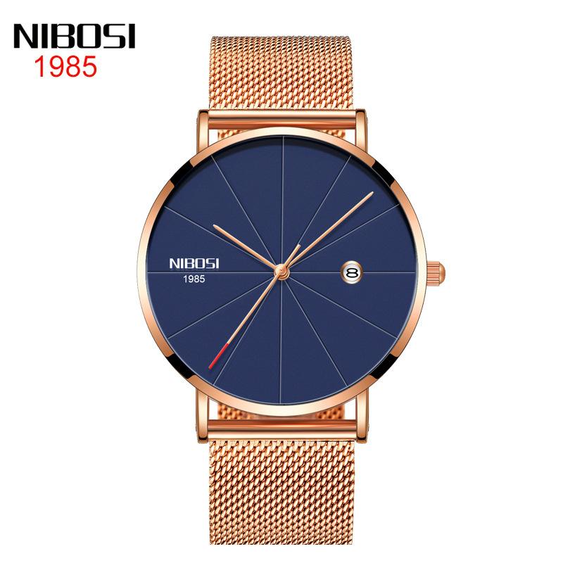 NIBOSI Men's and Women's Fashion Trend Watch Lovers Net Strap Casual Quartz Watch