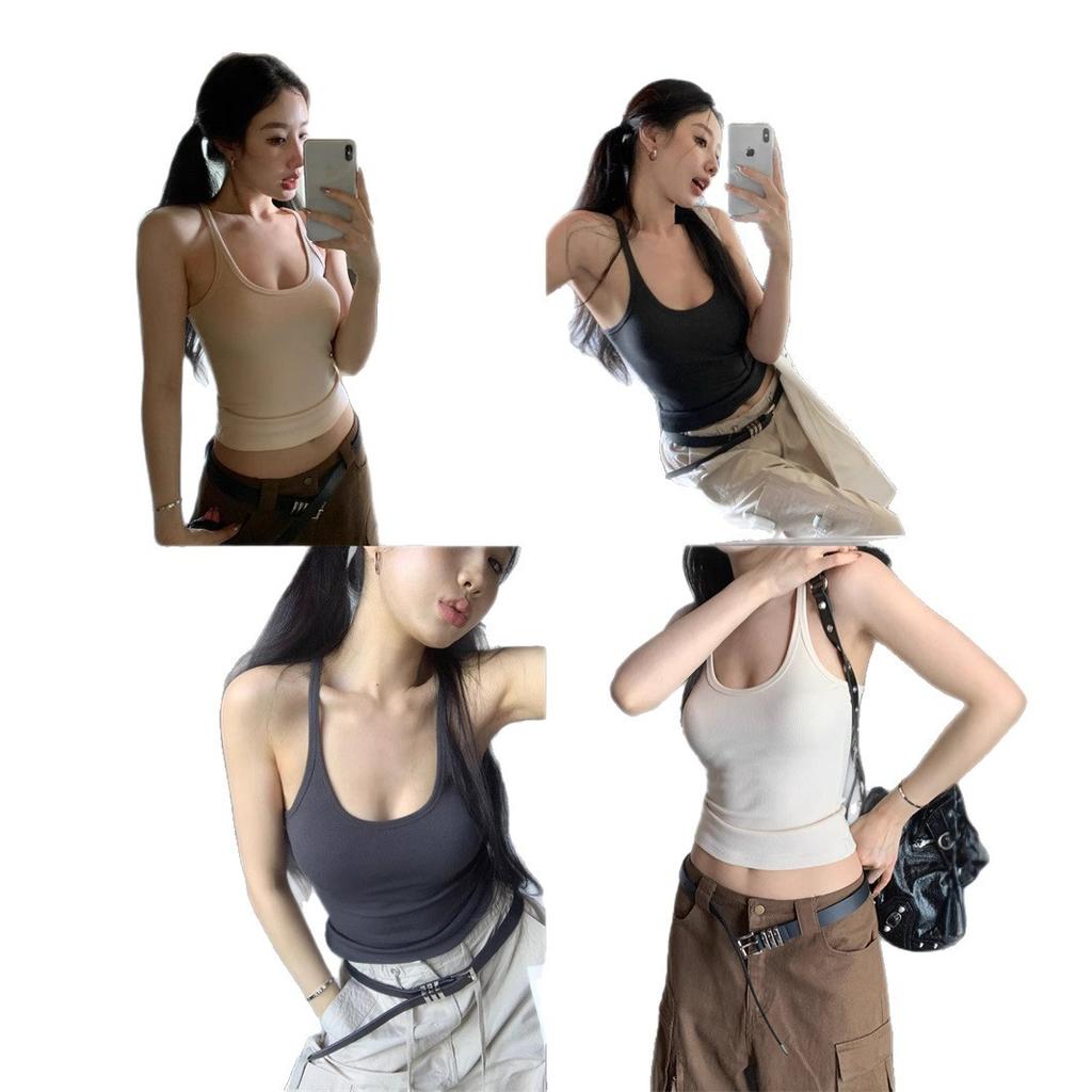 American I-shaped inner sling vest for women's summer new sexy babes with waist and thin outer tops trendy