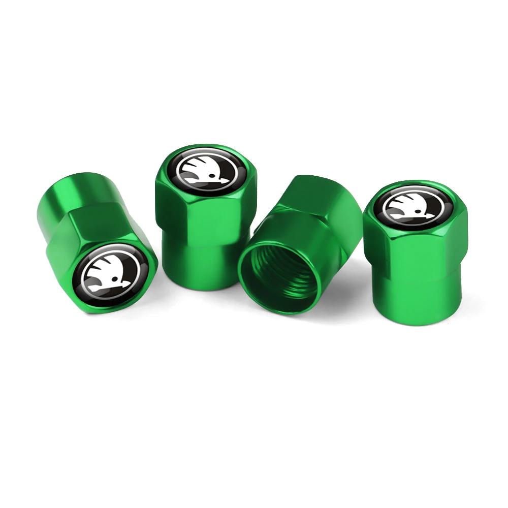 AAABP1 4Pcs Car Accessories Car Tire Valve Cover Wheel Protection Dust Caps For Skoda VRS VII Octavia A2 A5 2 Superb Kodiaq Rapid Fabia