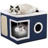 Large Space Foldable Cat House Non-slip Bottom Removable Cushion Indoor Cat Cube Bed Scratching Post Hanging Ball