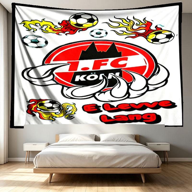 FC Köln Print Wandteppich - Tragbares Wanddekor Tuch, für Zuhause, Wohnheim, Reisen, Schlafzimmer, Wohnzimmer - Ideales Geburtstags-Einweihungsgeschenk
