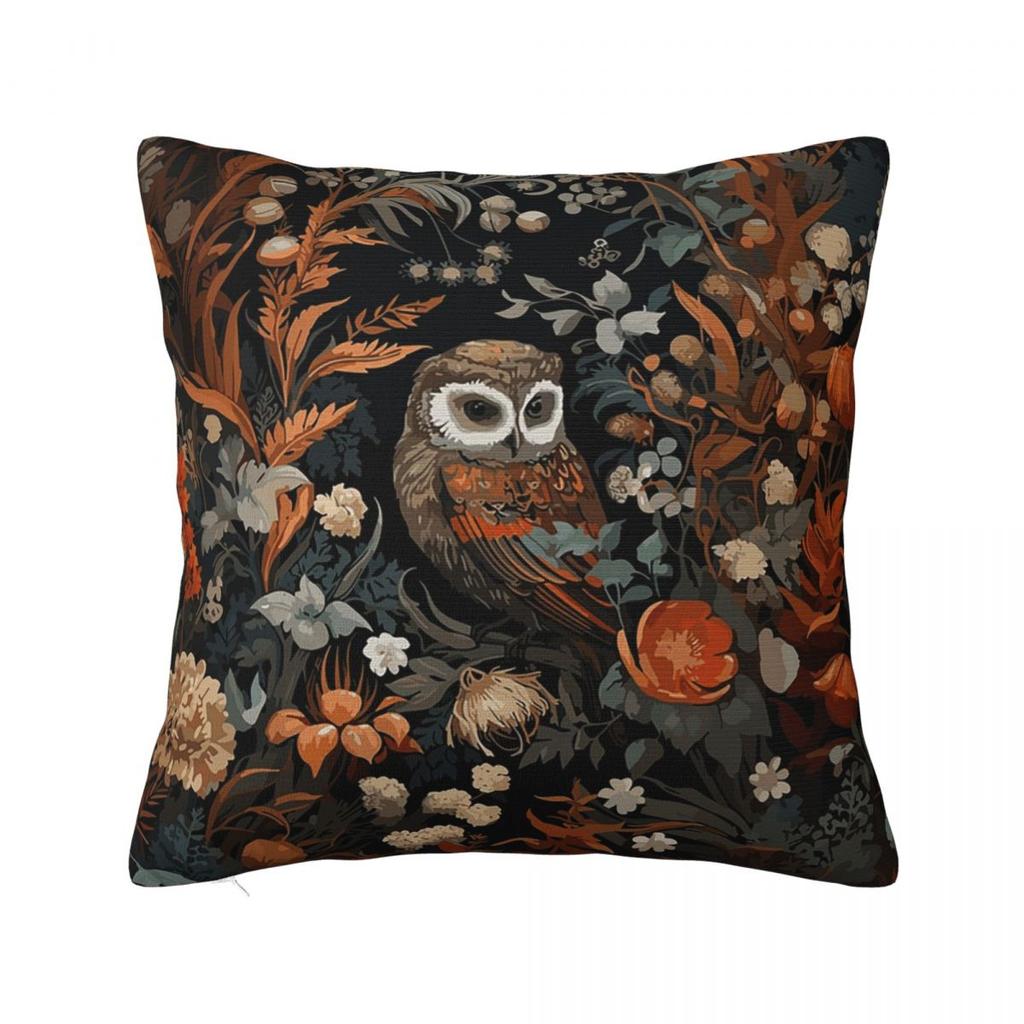 Retro Floral Owl Bird Square Pillowcase Cushion Cover Pillow Case Throw Pillow Cover for Home Bedroom Car