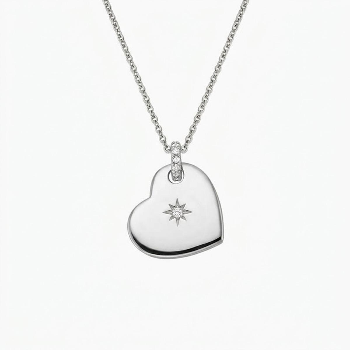 

Women s Gold-Plated Heart Pendant Necklace with Zircon, Thin Chain, Mirror-Polished Copper, Fashionable and Versatile Design
