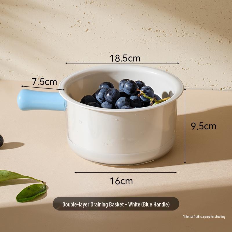 Double-Layer Vegetable and Fruit Washing Basket with Handle