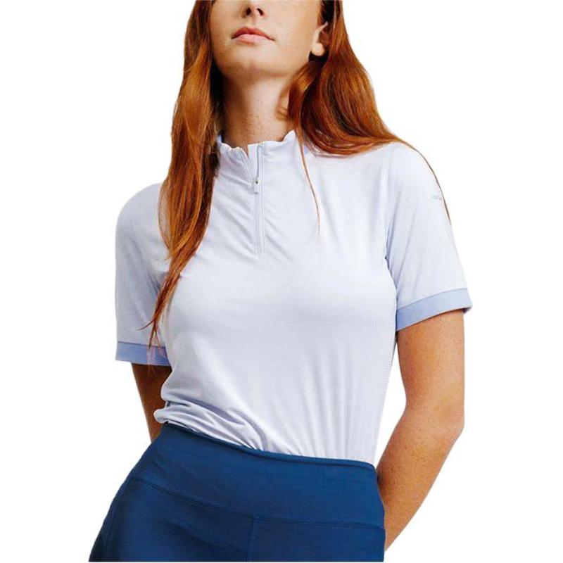 

DECATHLON Панельная Повседневная Дышащая Футболка с Коротким Рукавом и Полувысоким Воротником для Женщин L светло-синий