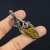 Tiger Eye Pendant, Handmade Gemstone 999 Copper Wire Wrapped Pendant Antique Jewelry, For Gift Silver Jewelry
