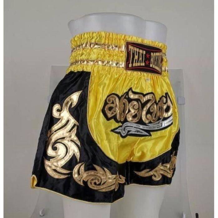 Kinder Short - THAI Boxen Kickboxen - Farbe Gelb - Größe 12-14 Jahre - 100% Satin Polyester