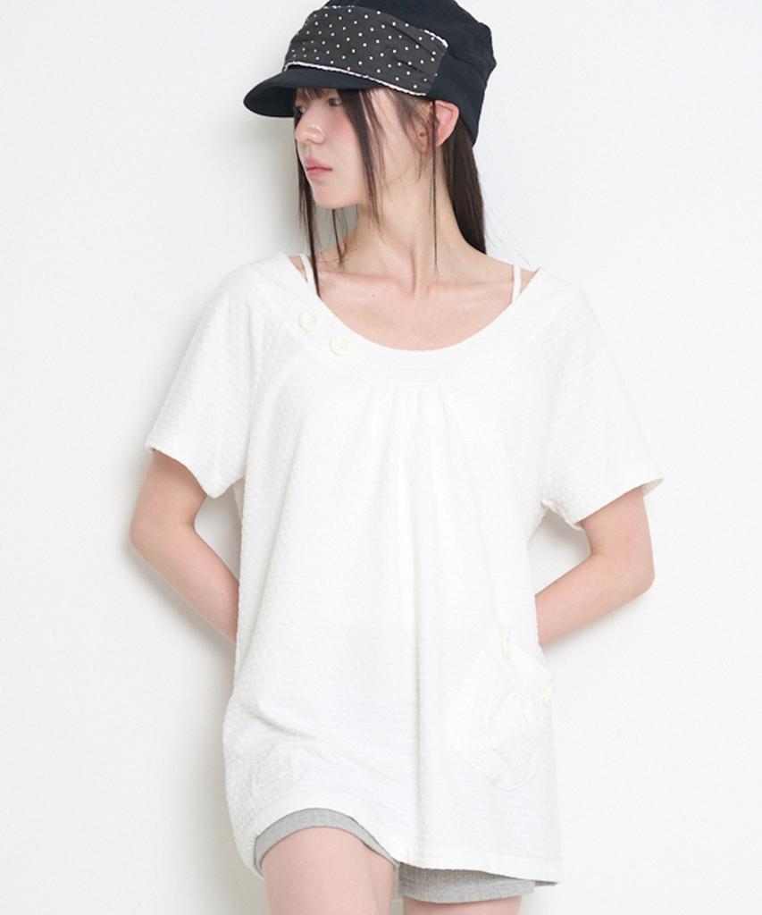ILLIGO Pocket Button T-Shirt White
