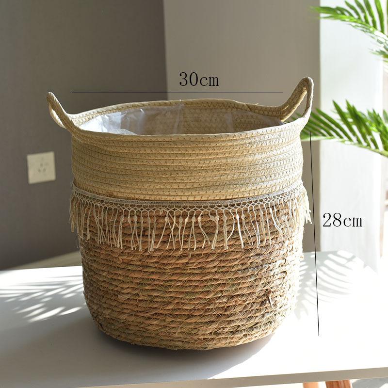 Oversized Straw Pot Extra Large Potted Plant Green Plant Flower Basket Plant Basket Woven Floor-to-Floor Indoor Bonsai