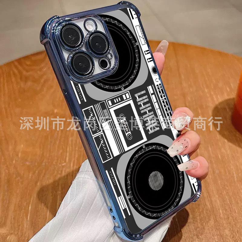 Retro Camera for iPhone17 Mobile Phone Case, Four Corners Anti-drop Airbag 16promax Lens Film 15 Protective Case