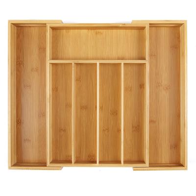 Utoplike Cutlery Storage Drawer, Cutlery Case, Storage Box, Extendable, Sliding, Dish Tray, Storage Case, Bamboo, Kitchen Drawer Storage, Tabletop