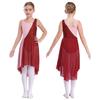 Kids Girls Contrast Color Stylish Sleeveless Round Neckline Shiny Sequins Decorated Irregular Hem Dance Dress