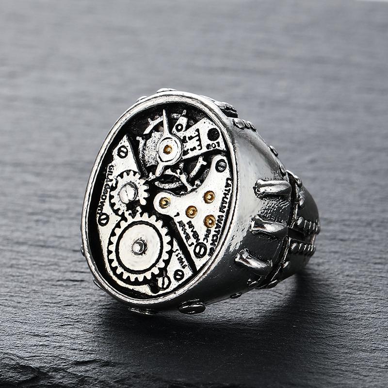 

Винтажное кольцо медного цвета, кольца из металлического сплава в форме шестеренок для мужчин, креативный дизайн, стимпанк, кольца ручной работы, аксессуары для вечеринок, подарки 7