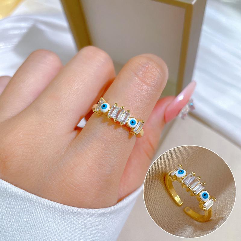 [Real Gold Electroplating] Temperament Advanced Sense Zircon Super Flash Ring Women'S Opening Can Be Adjusted And Simple