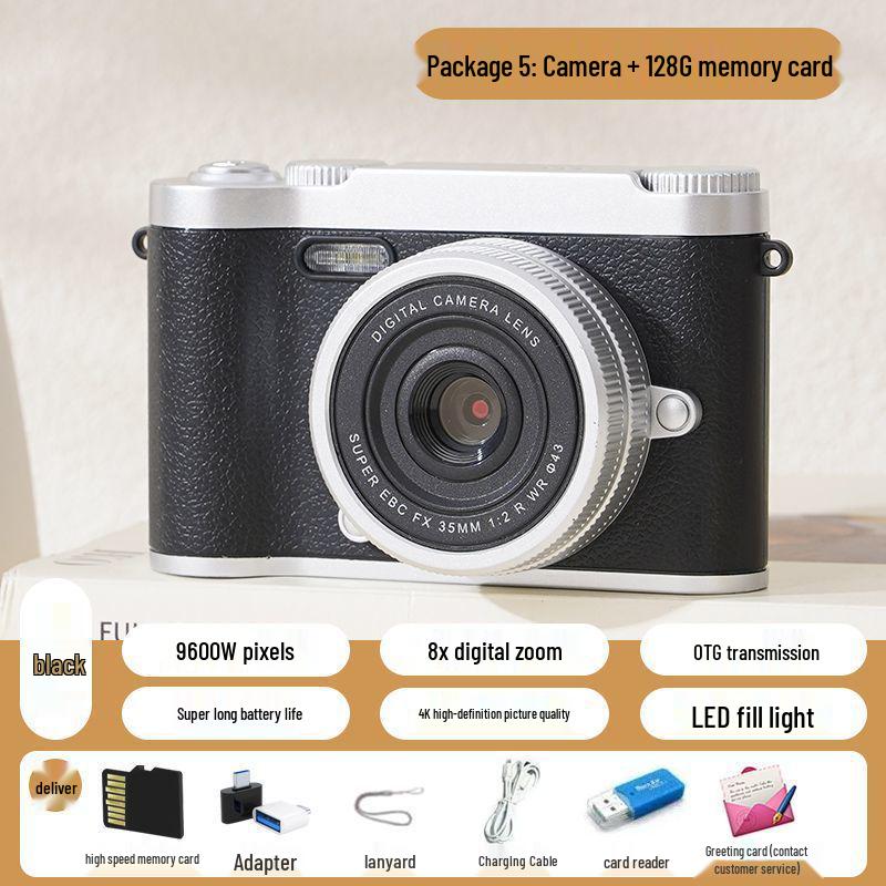 Pixel Retro Dual-Lens Cute Digital Camera with Beauty Filter - 9600W for School Students, Polaroid Photography, and Gift.