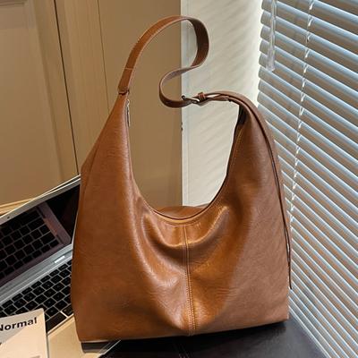 Autumn Trend Tote Bag Fashionable Large-capacity Casual Commuter Bag Women's Simple Retro Armpit Bag