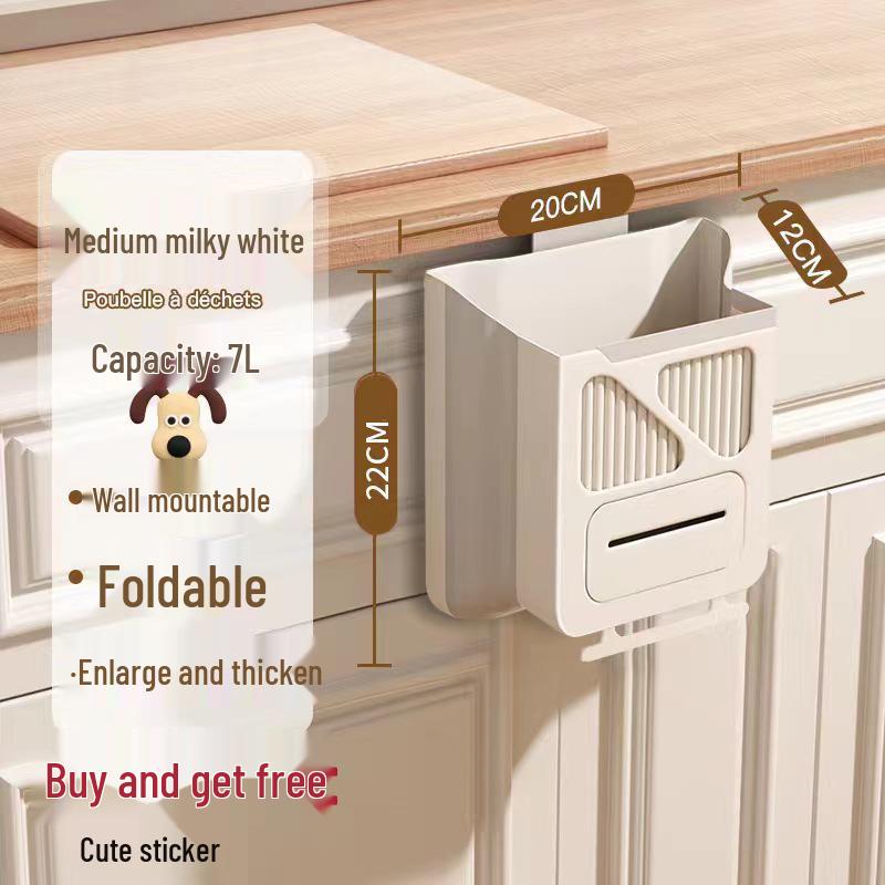 Foldable Kitchen Cabinet Door Hanging Trash Bin - Creative, Thickened Wastebasket for Easy Classification