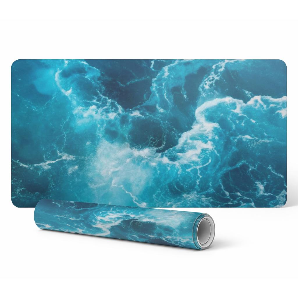 Protective Decorative Mat for Office Table Sea Waves In Motion 90x45 Cm