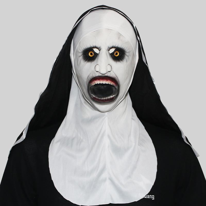 Maschera da Suora Insanguinata Etere con Dettagli Disturbanti Ideale per Halloween e Feste a Tema