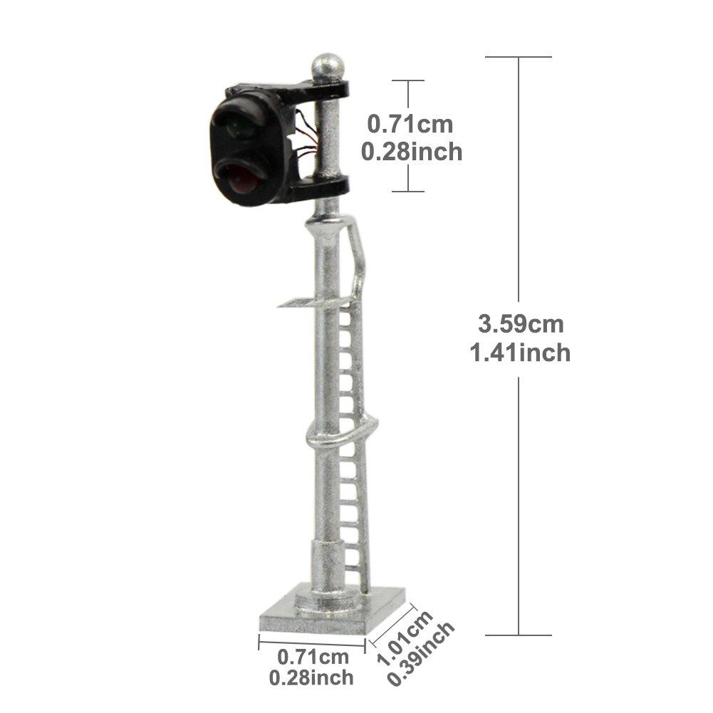 Set of 3 1:150 Silver Metal Traffic Lights, Dual-Light Traffic Signals, for Model Trains, Buildings, Dioramas, and Educational DIY Projects