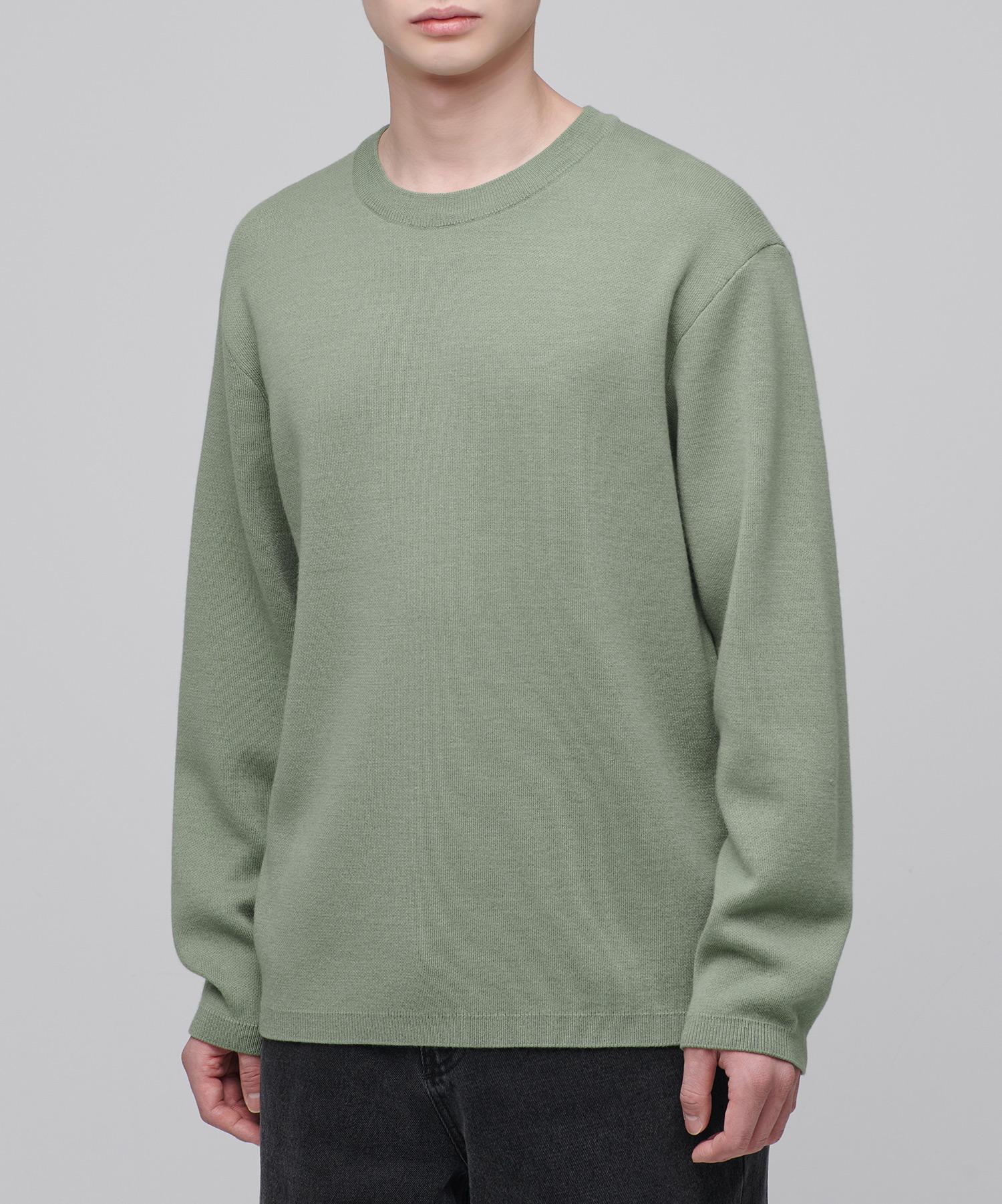 Musinsa Standard Minimal Crew Neck Knit [Pale Sage] Pale Sage/S