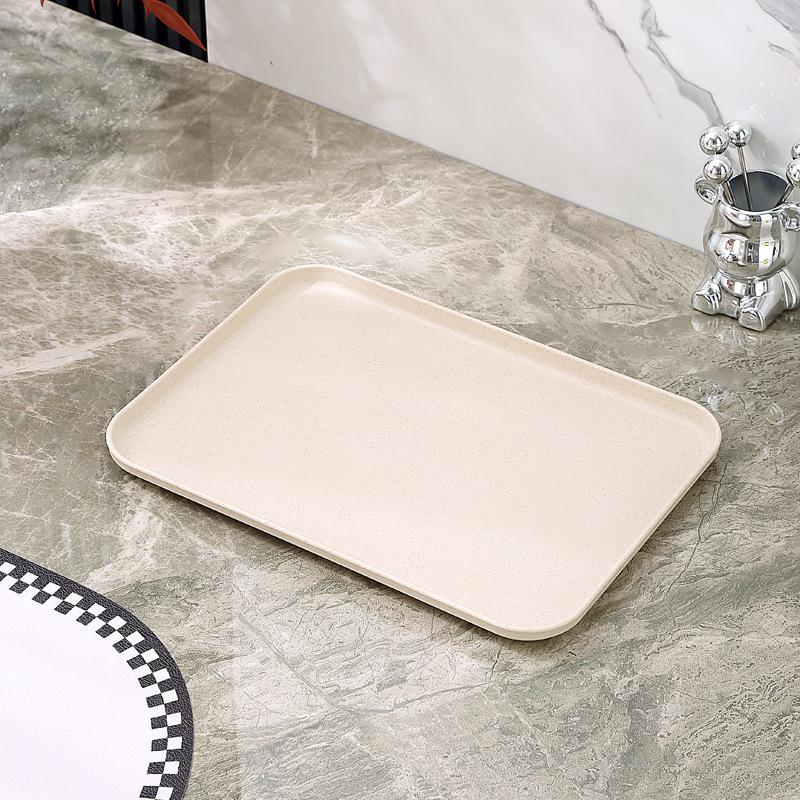 Wheat Straw Fruit Salad Tray Rectangular Dessert Fruit Tray Tea Set Barbecue Fried Skewers Large Capacity Tray