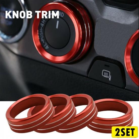 For Toyota Headlight Tacoma 16-20 Aluminum Knob Ring Switch Cover Trim Red 8 PCS