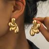 Vintage Goldfarbene Zweilagige Wassertropfen Ohrstecker für Damen Übertriebene Geometrische Metallblumen Ohrringe Schmuck 2026