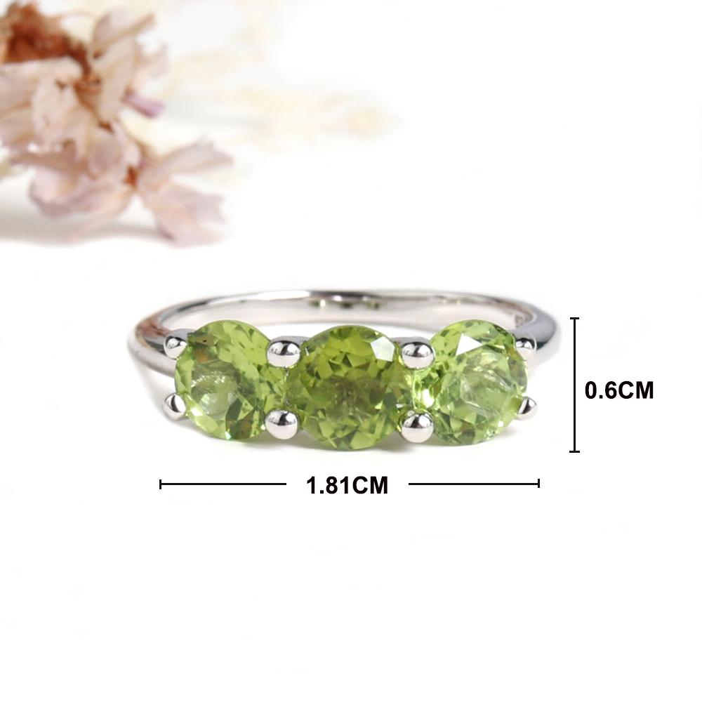 Classic Natural Peridot Round 6.0mm Ring Real Gemstones 925 Sterling Silver Fine Jewelry for Ladie's Birthday Anniversary Gifts
