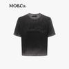 MO&Co. Washed Distressed Cotton Rhinestone Short Sleeve T-Shirt