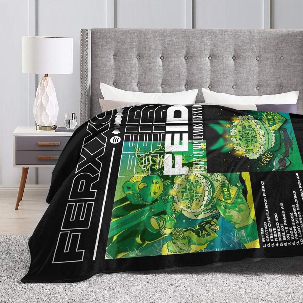 FEIDs Green Blankets Flannel Spring Autumn Portable Warm Throw Blanket for Sofa Office Plush Thin Quilt