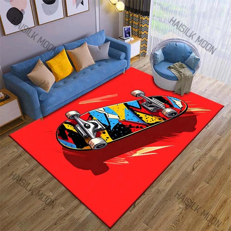Colorful Skateboard Print Carpet Non-slip Mat for Living Room Bedroom Sofa Decor Home Area Rug Game Room Rugs