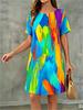 Fashion 3D Print Summer Dress Loose Casual Short Sleeve O-Neck Mini Dress