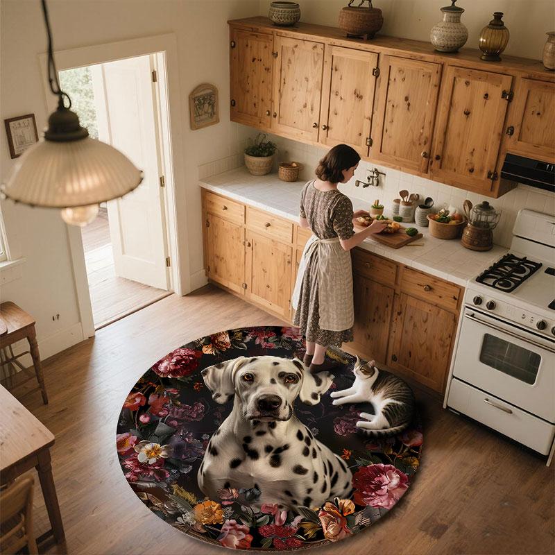 Raccoons & Dogs Pattern Round rug,Carpet Rug for Living Room Bedroom Playroom ,Non-slip Floor Mat,Holiday Gifts and Birthday Gifts.