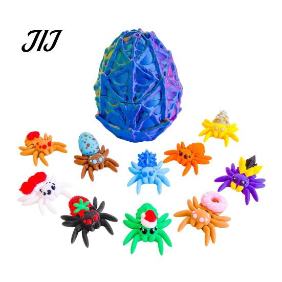 Halloween Scavenger Hunt Supplies Spider Figurine, 3D Printed Articulated Joint with Glow Sensory Fidget Toys in Dark Eggs, Spooky Decor for